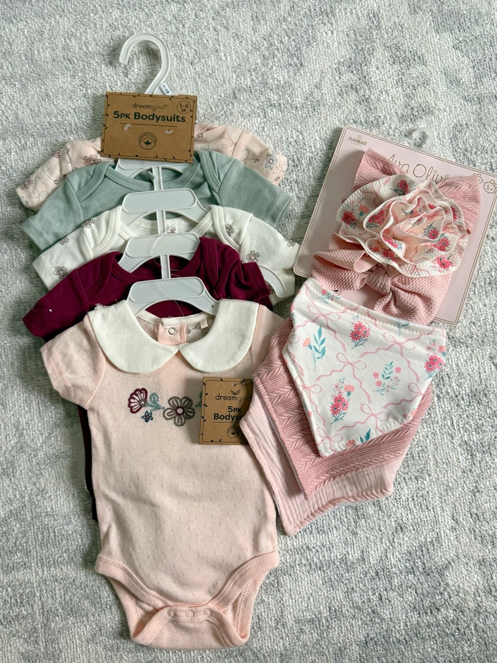 Baby Girl Bodysuits, Headbands & bibs